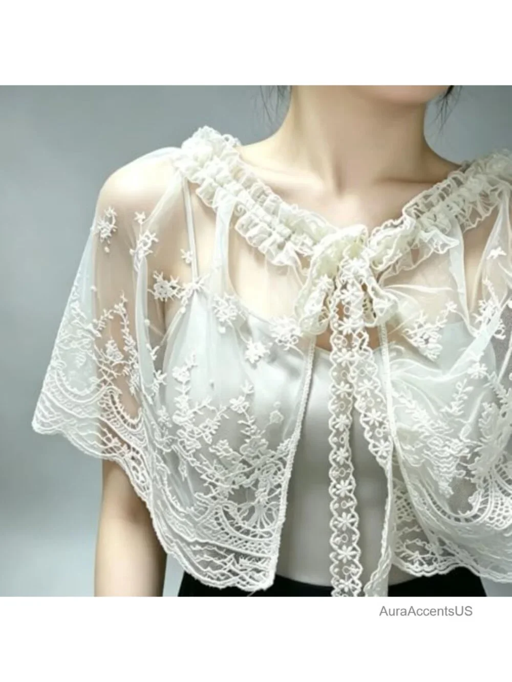 Lace Shawl Wrap Women's Bridal Cape Vintage 1920s Lolita Wedding Costume